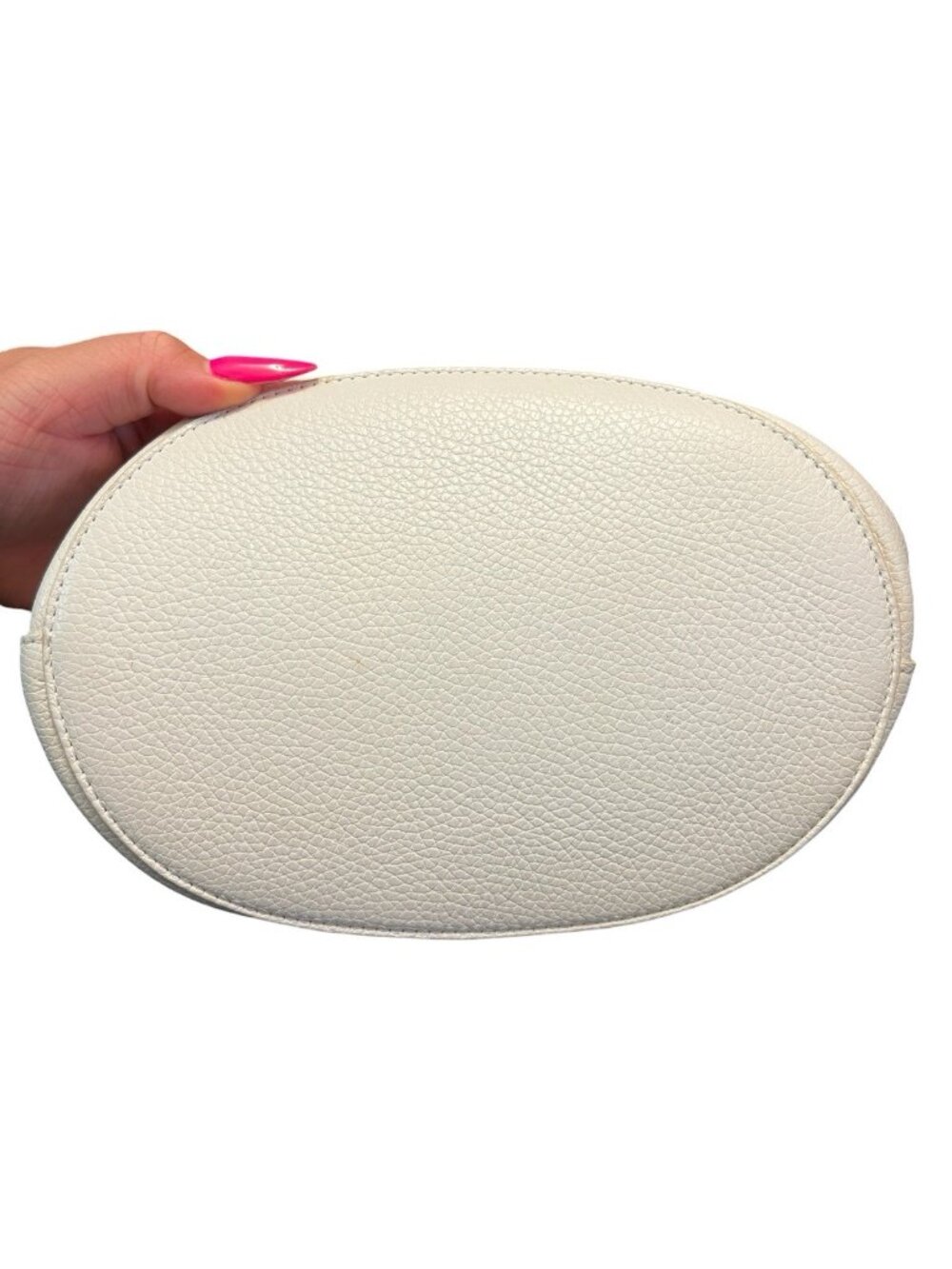 FURLA Sleek Bucket Bag in White Pebbled Leather - Picture 9 of 12